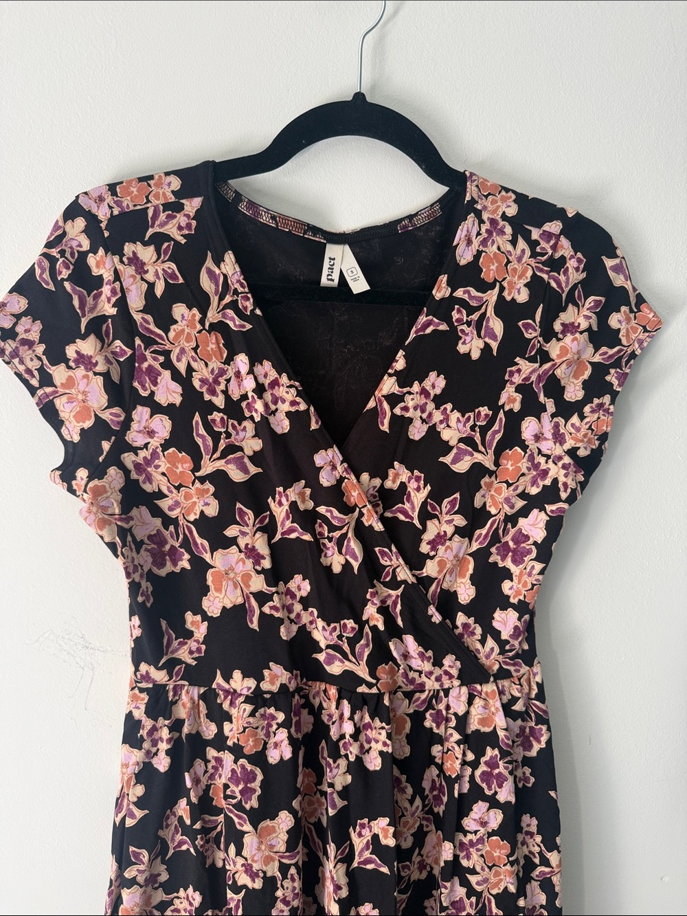 NWOT Pact Floral Faux Wrap Dress - Picture 3 of 4